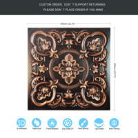 Carrelage de plafond Faux Tin 3D Panneau mural en relief Imperméable Artistique Traditionnel Cuivre PL30 pour Café Carreaux de plafond suspendu