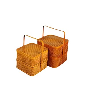 Double Layer Bamboo <b>Basket</b> Food Container Rectangle Multifunction Kitchen <b>Storage</b> Box Small <b>Large</b> Triple Layer - Product Image 5