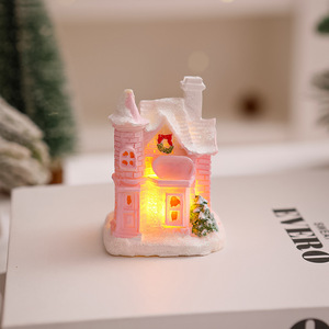 <span class=keywords><strong>Casa</strong></span> pequeña Art <span class=keywords><strong>Deco</strong></span> de resina rosa con paisaje en miniatura ligero decoración del hogar figurita regalo para niña - Product Image 4