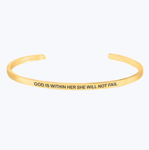Bracelet personnalisé en acier inoxydable avec inscription biblique inspirante chrétienne : « Dieu est en elle, elle ne s'abaisse pas » - Product Image 1