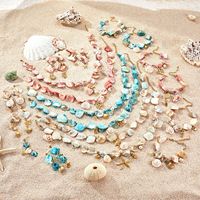 Bijoux Ada pour femmes, série Océan, vacances à la plage, coquillages, étoiles de mer, plaqué or, acier inoxydable, boucles d'oreilles, colliers, bracelets