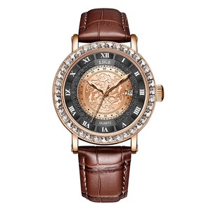 Montre pour homme avec petit cadran carré en diamant, bracelet en cuir, 42 mm, date luminescente, chronographe à quartz, résistance à l'eau 3 BAR, montre simple pour affaires - Product Image 2