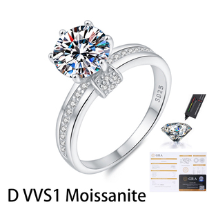 GRA Certificate 925 Sterling <b>Silver</b> VVS1 D 2CT Brilliant Cut Moissanite Luxury Women's Eternity <b>Band</b> Prong Setting Rhodium <b>Ring</b> - Product Image 1