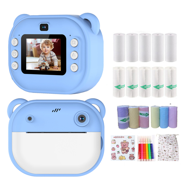 Children's Digital Thermal Print Camera with 13 Rolls of Printing Paper Instant Photo Toy for Kids Including MicroSD Media Type