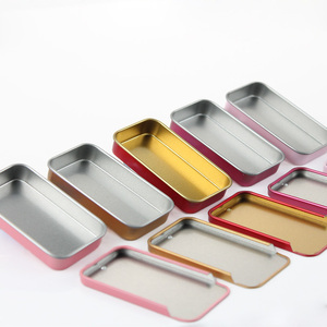 Contenitore in scatola di latta regalo scorrevole da 16ml scatola di latta incernierata quadrata rettangolare in metallo stampata personalizzata per confezione regalo di colore argento - Product Image 3