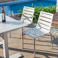 Mobilier d'extérieur moderne, ensemble de Patio, jardin, Conversation, salle à manger, bistrot, chaise et Table empilables en aluminium avec trou pour parapluie