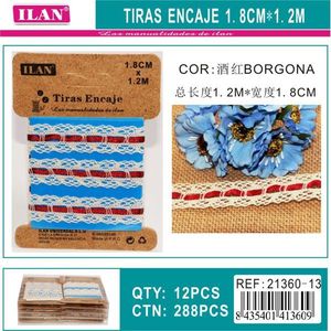 Nastro in pizzo Ilan 1,8 cm x 1,2 m colore bordeaux per decorazioni e artigianato - Product Image 3