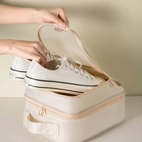 Sac de rangement pour chaussures en tissu sergé 100 % coton de style japonais, portable, pour voyage d'affaires, housse de protection anti-poussière pour chambre à coucher