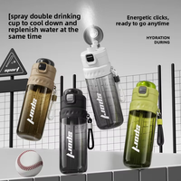 Bouteille de sport portable en PC incassable avec paille intégrée et graduations, pour fitness en extérieur, pour hommes, été, pour boisson directe