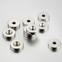 Aimants permanents en néodyme N35-N52 de 16 mm, 20 mm, 25 mm, 32 mm avec trous fraisé pour vis, base magnétique noire puissante pour montage et découpe