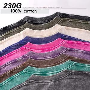 Hochwertige 230 GSM säure gewaschene schwere T-Shirts Übergroße lässige Hip Hop Style Custom Logo DTG Print Vintage Herren T-Shirt - Product Image 2