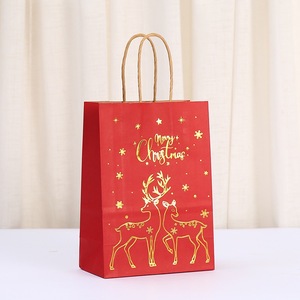Gaya baru liburan jumlah besar pohon emas merah tas belanja Selamat Natal tas kertas Natal untuk hadiah - Product Image 6