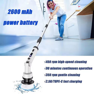 Cepillo de limpieza para baño Mango de extensión ajustable con 9 cabezales de cepillo reemplazables - Product Image 5