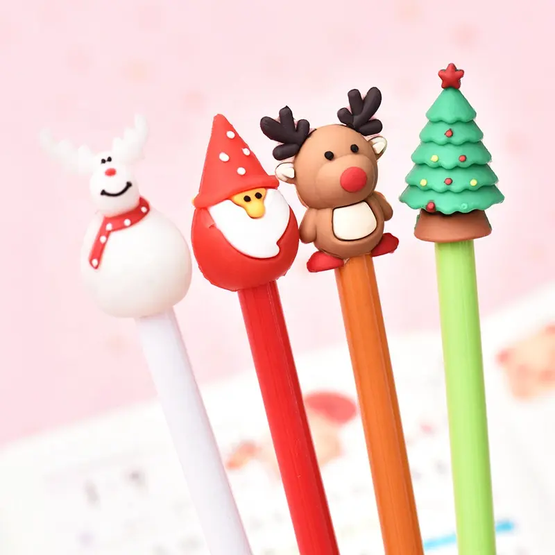 2020 Nieuwe Aankomst Kids Cartoon Kerst Gel Kind Pen Creatieve Briefpapier Zwarte Inkt Pen