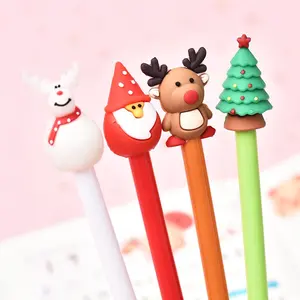 2020 new arrival Kids Cartoon Christmas Gel Child Pen Creative Stationery Black Ink Pen