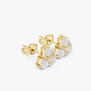 Boucles d'oreilles clous en diamant à trois pierres de qualité supérieure, design élégant, éclat brillant, pour femmes, idéales pour les soirées, disponibles au meilleur prix. - Product Image 3