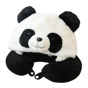 8671 Adorabile Cuscino da Viaggio <span class=keywords><strong>a</strong></span> Forma di U con Cappuccio <span class=keywords><strong>a</strong></span> Tema Panda in Stile Cartone Animato per Bambini, Leggero e Portatile - Product Image 1