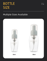 Bouteille en PET de 50 ml et 80 ml de forme unique avec pompe moussante pour l'emballage de savon liquide et de shampoing