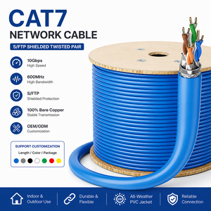Cable de Red SFTP Cat7 Personalizado, 23AWG, Cobre Sólido, Revestimiento de PVC, 600MHz, Cable Ethernet LAN, Caja de 305m, OEM - Product Image 1