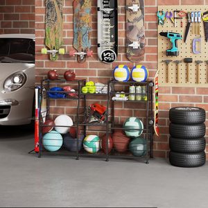 Équipement de sport en métal Organisateur de garage Rack de stockage de balles Corde élastique Treillis métallique Équipement de sport Système d'organisation de garage - Product Image 2