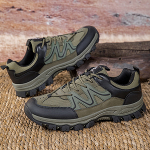 Chaussures de randonnée pour hommes, bout rond, doublure en maille, semelle extérieure en caoutchouc, respirantes, toutes saisons, chaussures de marche en plein air, coupe basse, grande taille - Product Image 1