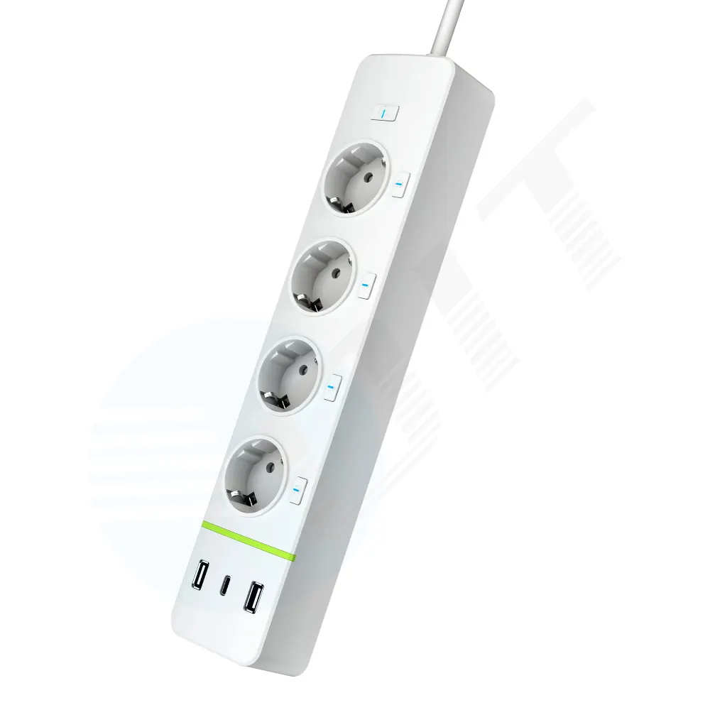 EA2 16A 220 ~ 250V Uso en el hogar 4 vías Estilo alemán Enchufe DE LA UE Control remoto Wifi Blue Tooth Smart Power Strip