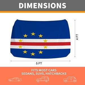Bandera para Capó de Coche de <span class=keywords><strong>Cabo</strong></span> <span class=keywords><strong>Verde</strong></span> Personalizada al por Mayor, 130x150 cm, con Cordón Elástico, Protección UV, Perfecta para Coches Medianos - Product Image 2