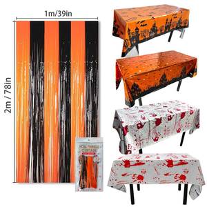 Tovaglia Sottile 137x183cm per Halloween con Motivo Zucca, Decorazione per Feste, Tovaglia con Stampa Laser Teschio e Impronta <span class=keywords><strong>di</strong></span> <span class=keywords><strong>Sangue</strong></span> - Product Image 1