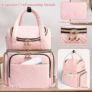 Étui de rangement pour vernis à ongles personnalisé avec 56 bouteilles, fermeture éclair, motif de lettres tendance, avec sacs amovibles - Product Image 4