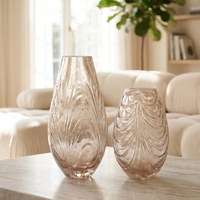 Diffuseur de parfum en verre soufflé à la main, luxe moderne, texture côtelée, poussière d'or étoilée, pour la maison et la décoration d'hôtel