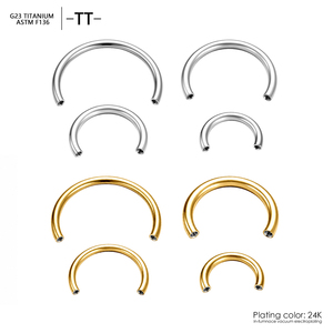 Boucles d'oreilles classiques en titane ASTM-F136 plaqué or G23, bijoux de piercing corporel en titane de qualité implantable, anneau d'oreille - Product Image 1