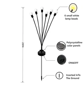 Ip65 Firefly tatil düğün parti 6 8 10 Led ışık sallanan Rgb su geçirmez firedecoration dekorasyon Firefly işık güneş bahçe lambası