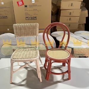 Pastel <b>Yellow</b> Rattan Kids Dining <b>Chair</b> Customized Handcrafted Natural Cane Nursery Seating Wholesale Toddler Furniture - Product Image 4