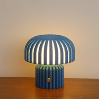 Lampe de chevet ovale plissée imprimée en 3D rechargeable, design ferme, à commande tactile, LED dimmable, lampe de nuit premium pour fille