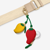 Sac à main portable en cuir PU avec fermeture éclair, motif dessin animé mignon de piment, logo personnalisé, vente en gros, modèle Yanzhi, avec breloque de suspension
