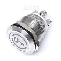 MiTEC Premium Acier Inoxydable LED Métal Bouton Poussoir 19mm 25mm on OFF SPDT DPDT Avec IP66 Plat Convexe Bouton