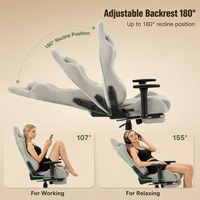 Chaise de jeu ergonomique en velours confortable, Silla Gamer, chaise de jeu pour ordinateur robuste avec fonction massage