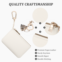 Porte-monnaie court et portable en similicuir JIANJI pour femme avec fermeture éclair, porte-cartes de crédit et porte-clés