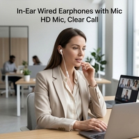 Écouteurs intra-auriculaires numériques filaires Type-C OEM avec micro HD, son stéréo, cordon de 1,2 m, ajustement personnalisé pour le bureau et les voyages