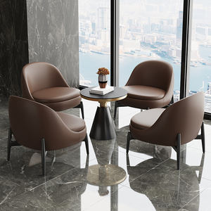 Conjunto de Sillas de Conferencia Modernas con Mesa Redonda para Recepción de Oficina y Reuniones Empresariales - Product Image 3