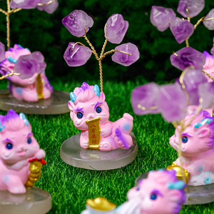 GEM Décoration d'arbre en cristal porte-bonheur Dragonet Base Cristal naturel Pierre concassée Vie Améthyste Décoration d'arbre - Product Image 6