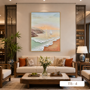 Peinture murale artisanale en soie de paysage marin du Vietnam, décorative, service OEM ODM pour fabricants - Product Image 5