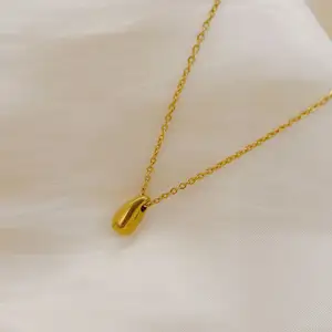 Stainless Steel 18k Gold Plated Water Drop Pendant Necklace No Fade 2023 NEW