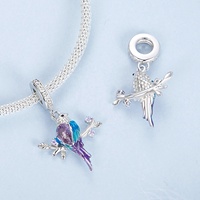 Youchuang Vente en gros Breloques en émail 3D en forme d'oiseau, pendentifs mignons, colliers animaux de luxe, breloques en argent sterling 925 pour la fabrication de bijoux