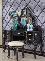 Coiffeuse de style européen en bois massif avec design sculpté, bureau de maquillage pour chambre à coucher, armoire de rangement H-02, fabriqué au Guangdong