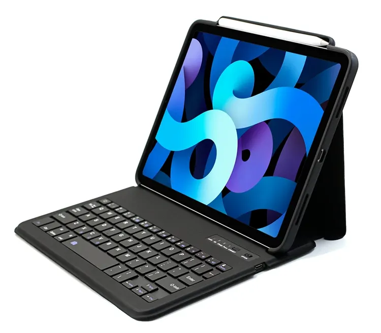Factory Custom Pu Leather Smart Folio Cover BT Keyboard Case With Pencil Holder for iPad 9.7 10.2 10.5 11 12.9
