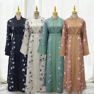 Nuovi set da 2 pezzi più venduti fornitore arabo manica lunga abbigliamento islamico da donna Abaya abito da donna musulmana con tute