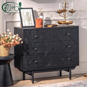 Black Retro Sideboard 120cm Storage Cabinet Living Room Entryway Furniture - Product Image 3