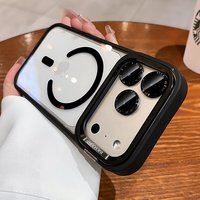 Étui de téléphone en métal avec objectif magnétique en acrylique pour iPhone 18 Pro Max, étui de protection anti-chute avec design de couleur unie