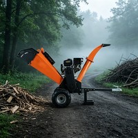 Broyeur de bois portable et remorquable GS120 avec démarrage manuel ou électrique en option, conception à 3 lames, broyeur de branches et déchiqueteur